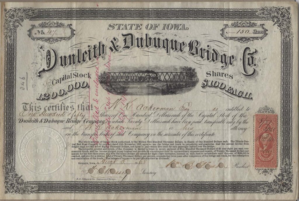 LJTP 400.018 - Dunleith & Dubuque Bridge Co. No. 47 - 1868