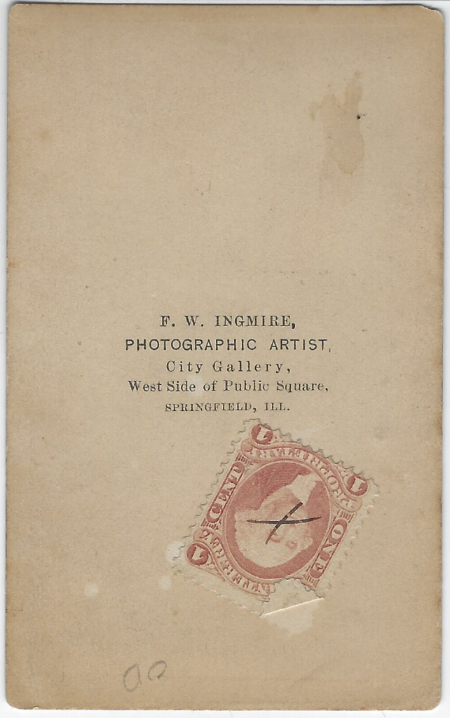 LJTP 100.351.001 - Abraham Lincoln CDV by Brady - FW Ingire - Springfield IL - 1865
