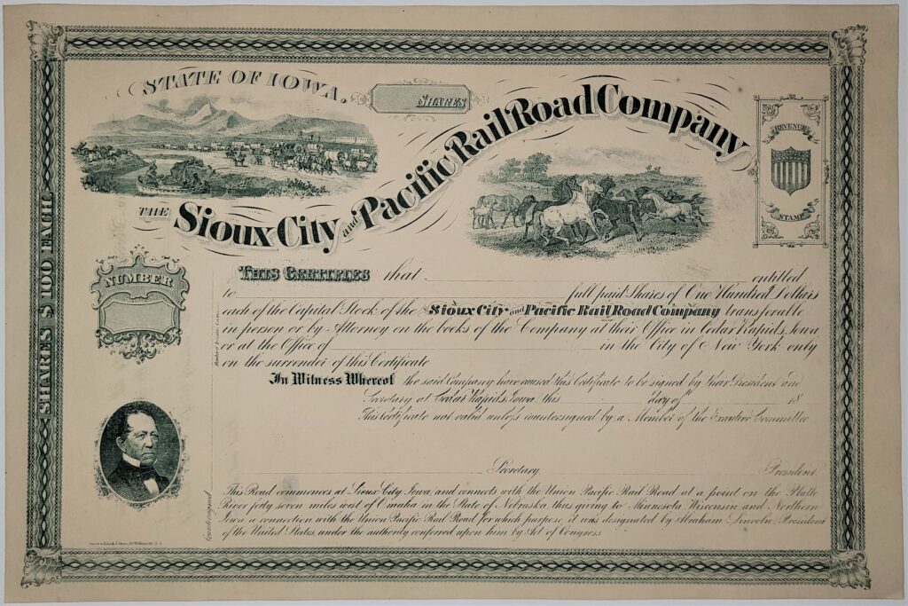 LJTP 400.042 - Sioux City & Pacific Railroad - 186x - Unissued